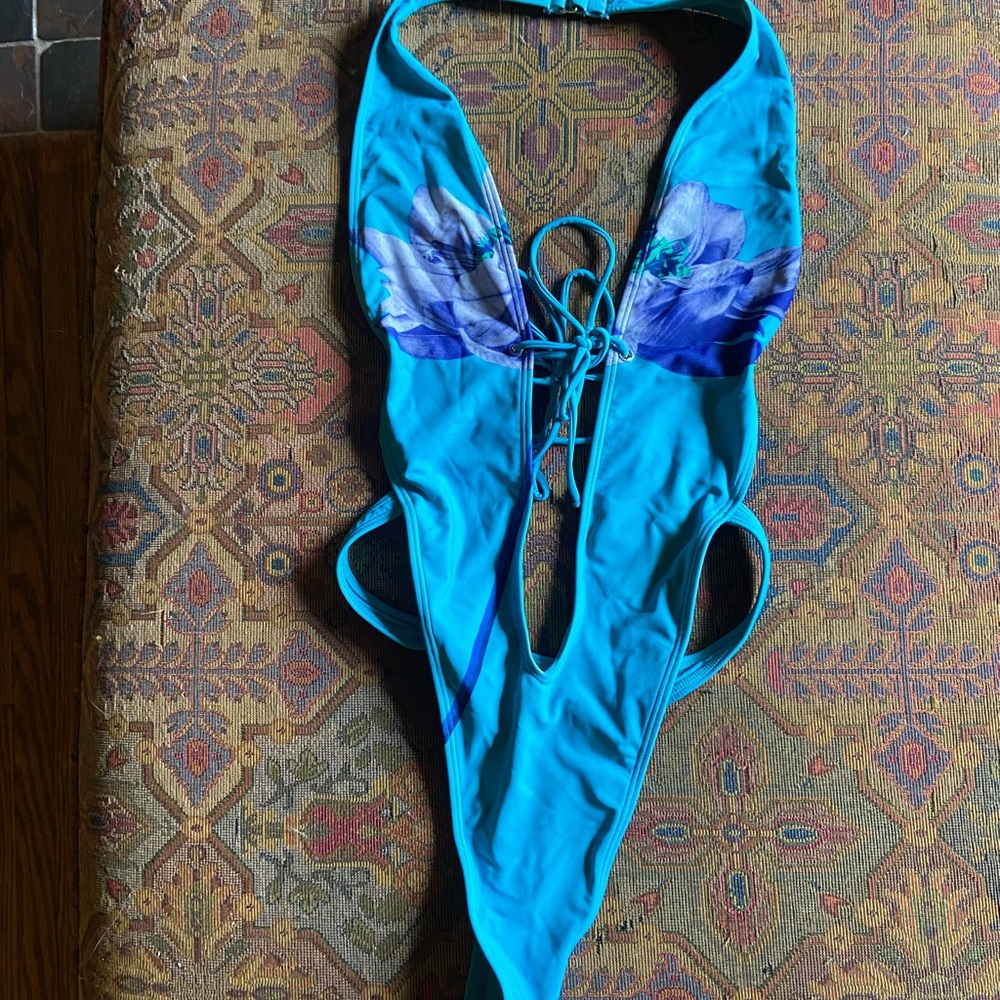 Blue Floral One-Piece Swimsuit